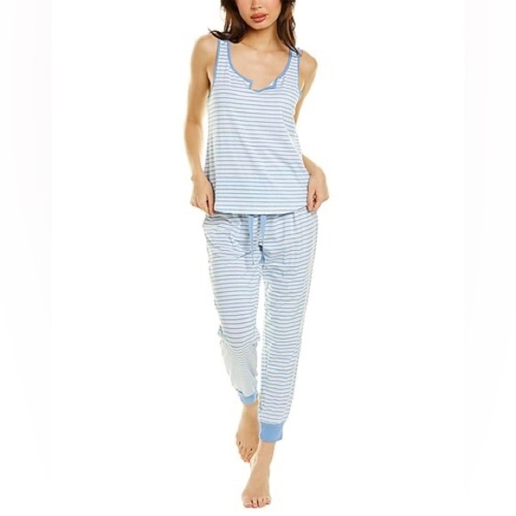 NEW Splendid Blue and White Striped Pajama Set - Picture 1 of 7